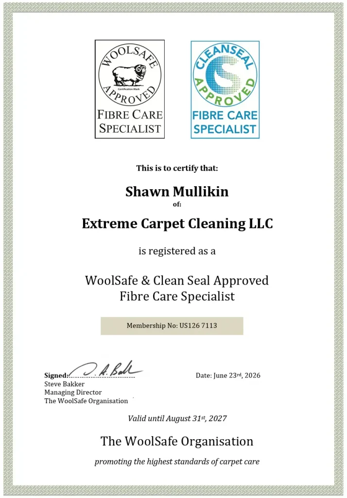 WoolSafe & CleanSeal Approved Fibre Care Specialist