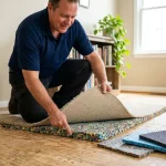 Best carpet padding: a cross-section of carpet layered over thick rebond pad and subfloor